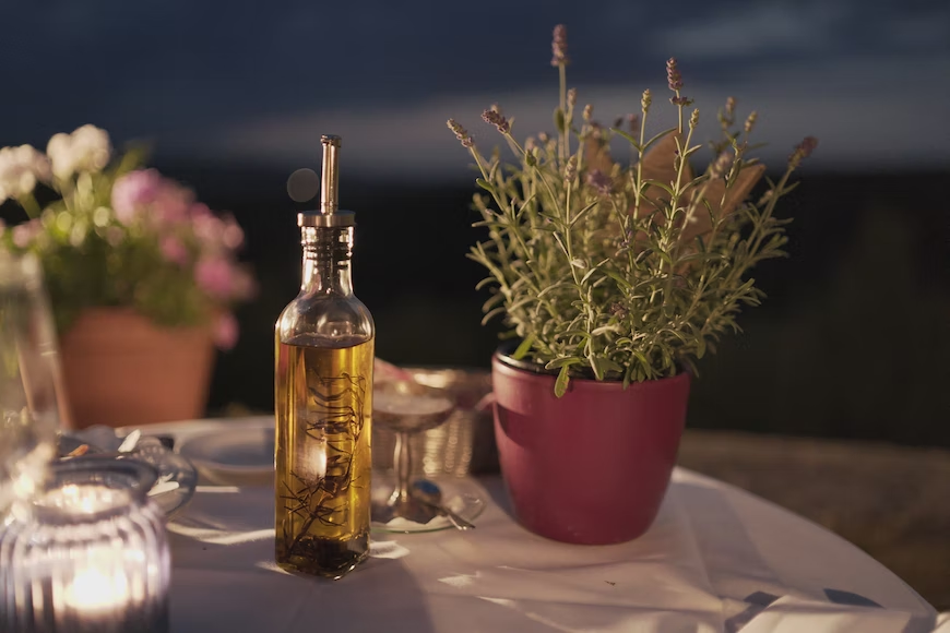 Soy oil vial placed on the table